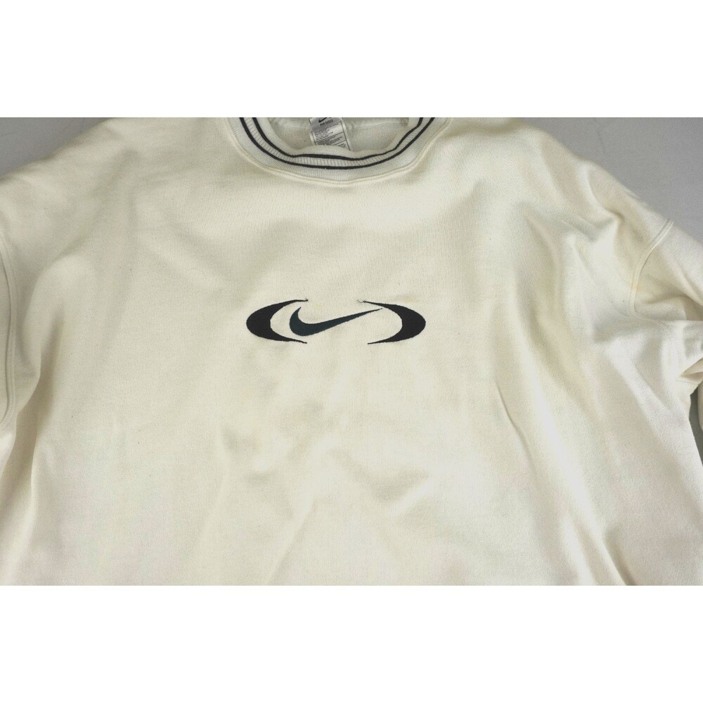 Nike Vintage Center Swoosh Logo Mens XXL White Ribbed Athletic Sweatshirt - Picture 3 of 9